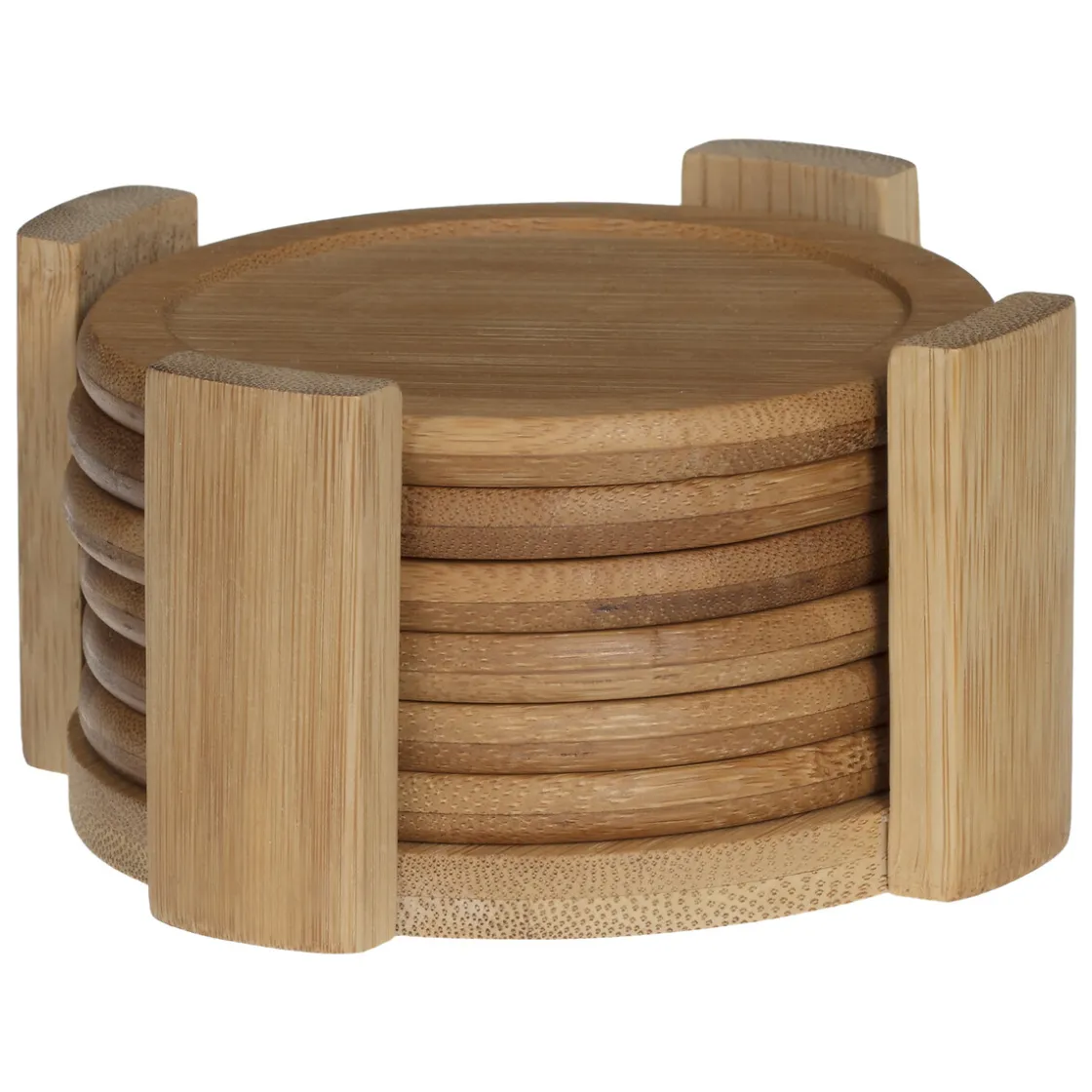 5five Accesorios De Bar>Set 6 Posavasos Bambú Con Soporte 10Cm