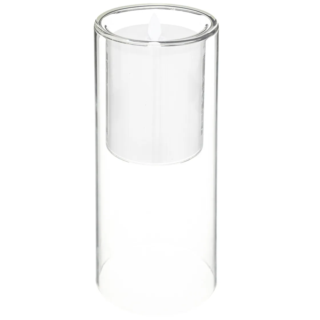 atmosphera Velas>Set 3 velas led con portavelas de vidrio
