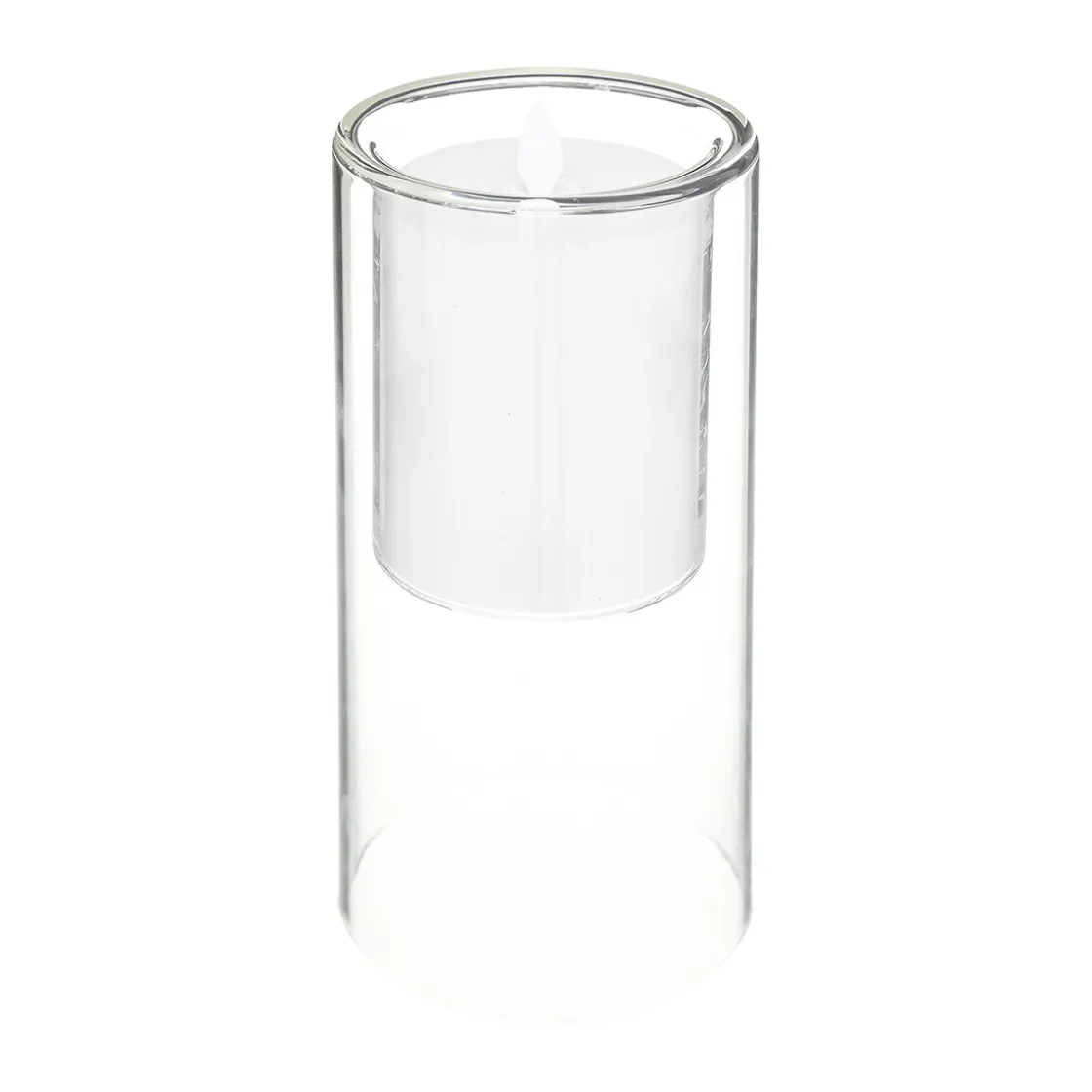 atmosphera Velas>Set 3 velas led con portavelas de vidrio