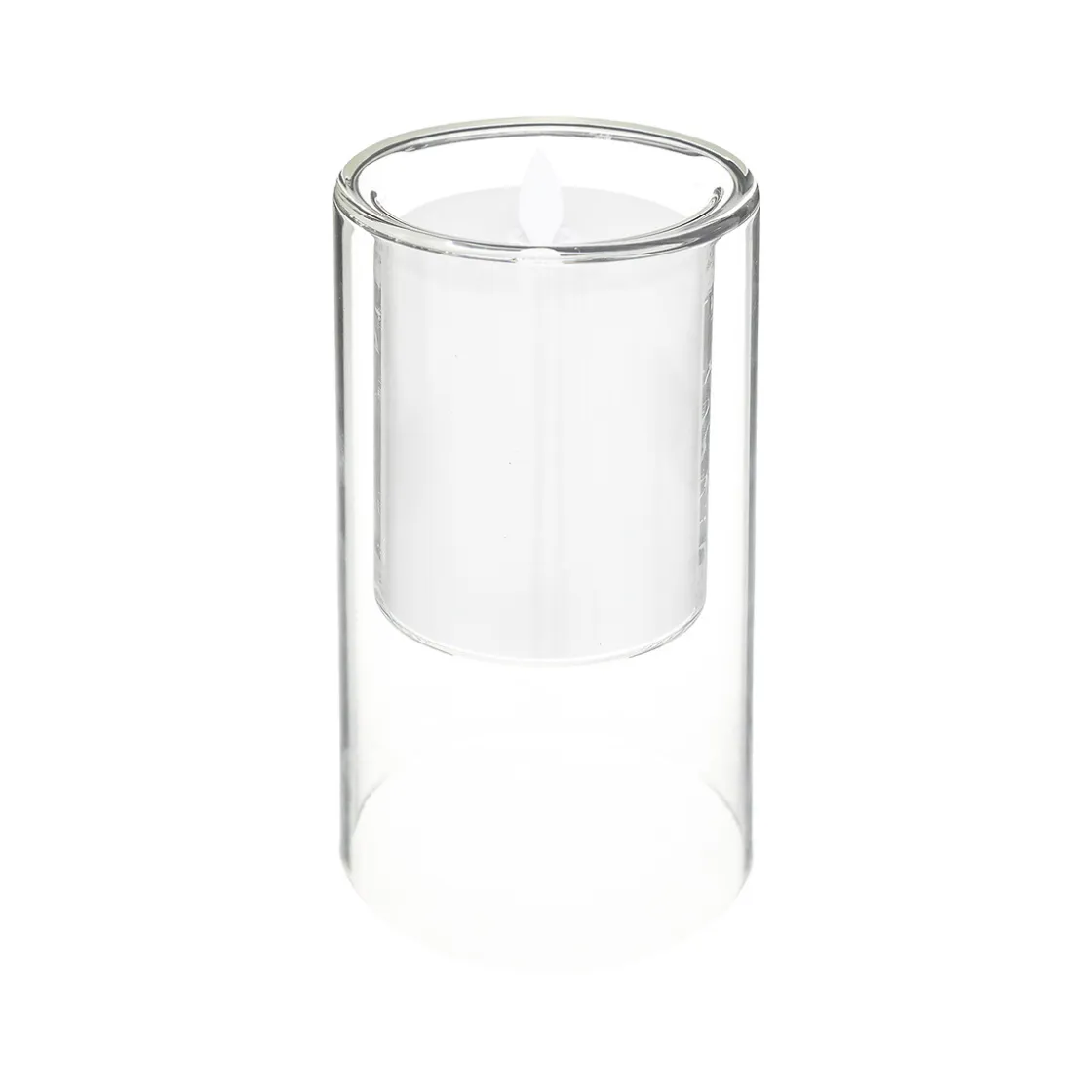 atmosphera Velas>Set 3 velas led con portavelas de vidrio