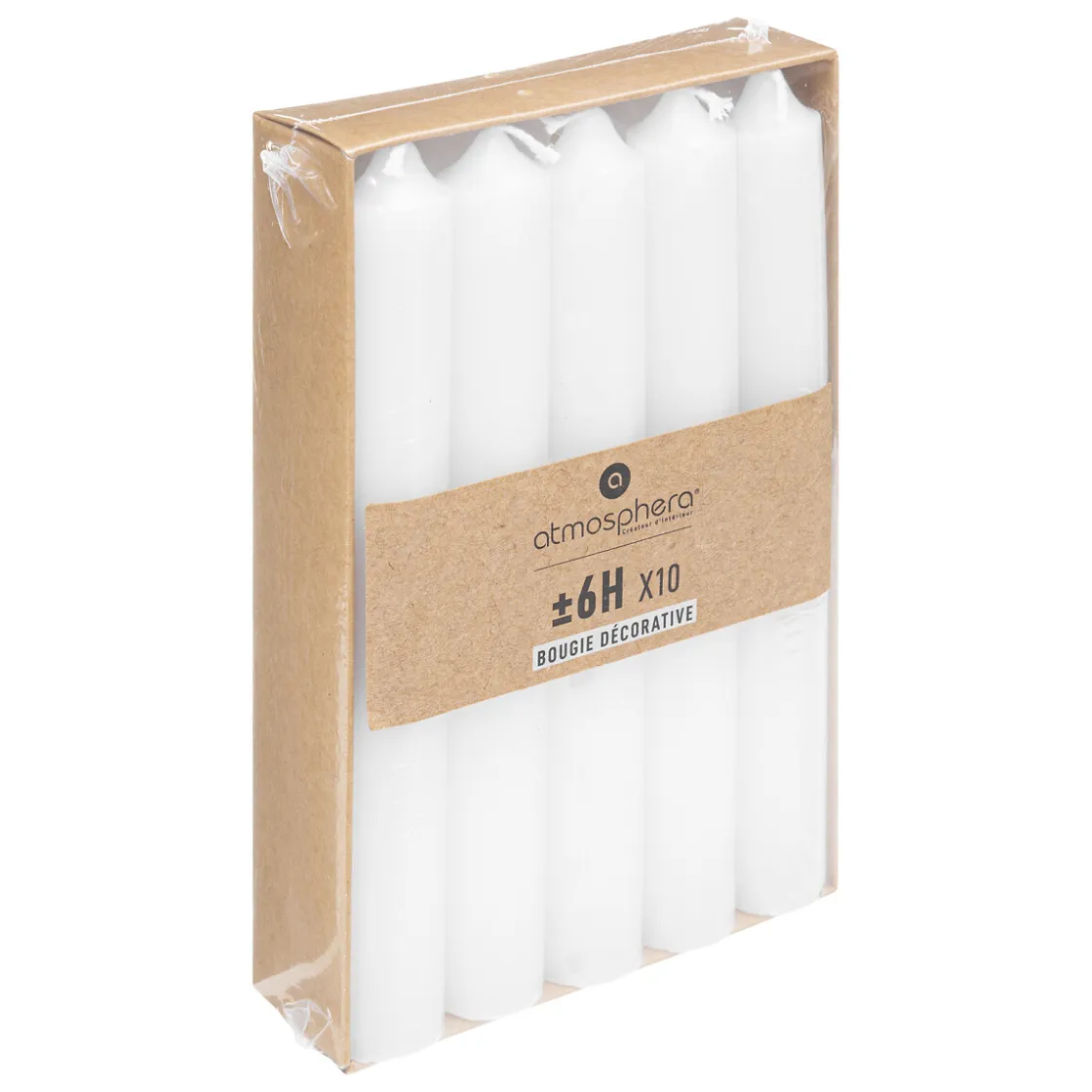 atmosphera Velas>Set 10 Velas P/Candelabro Blancas