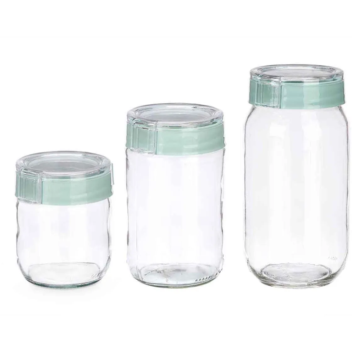 Cajas Y Frascos>Set de 3 frascos de vidrio verde 425ml/660ml/1l