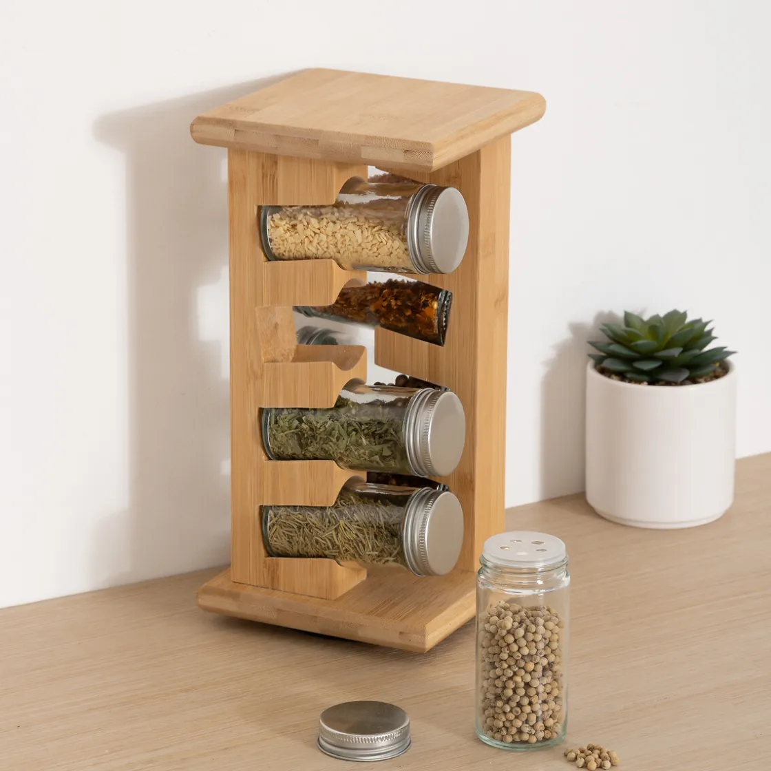 5five Cajas Y Frascos>Set de 8 tarros de especias con soporte