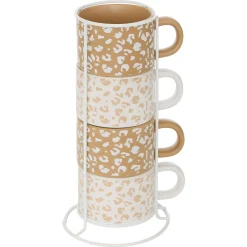 atmosphera Tazas Y Tazones>Set de 4 tazas LEOPARDI con soporte 20cl