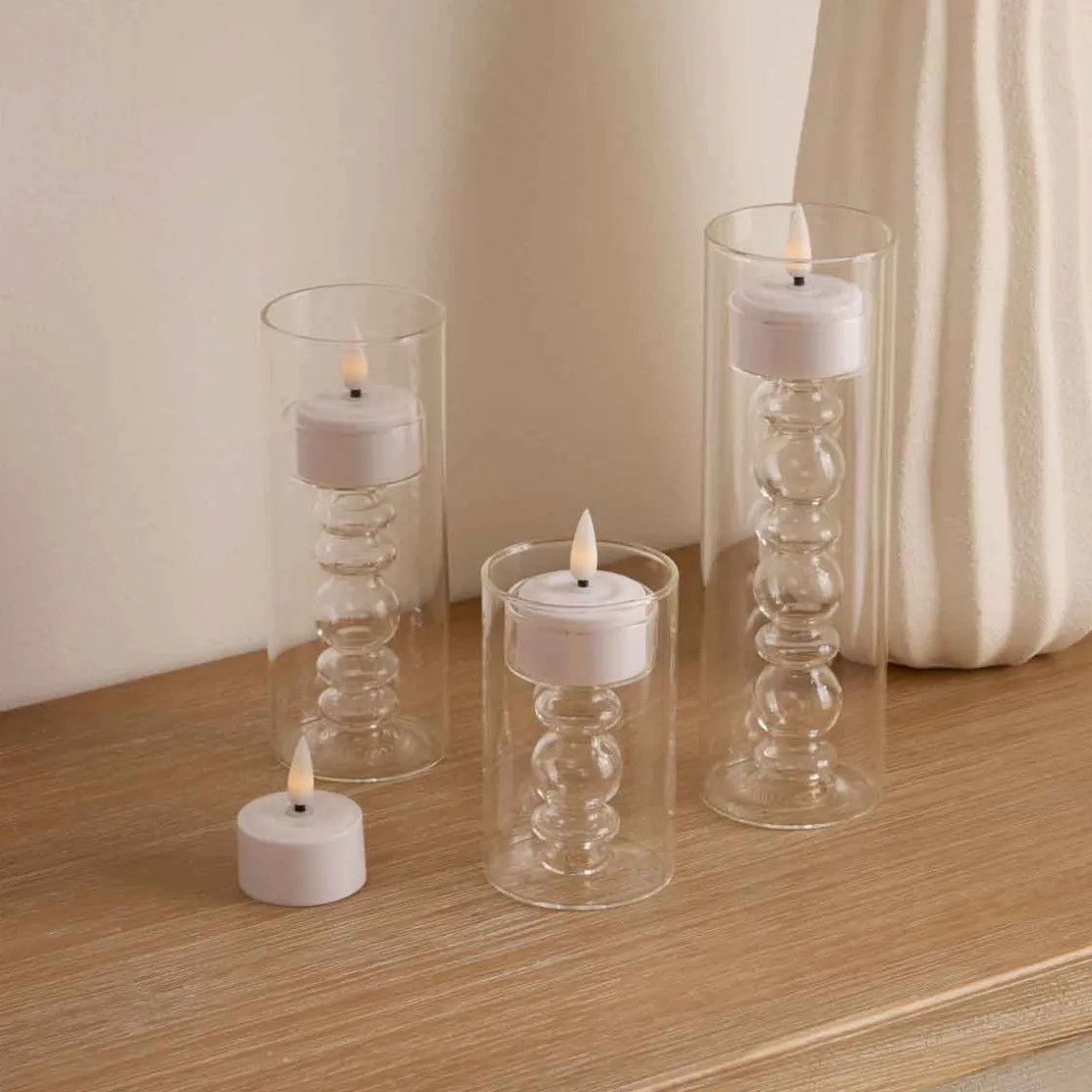 atmosphera Velas>Set de 4 velas tealight led AITOR blanco