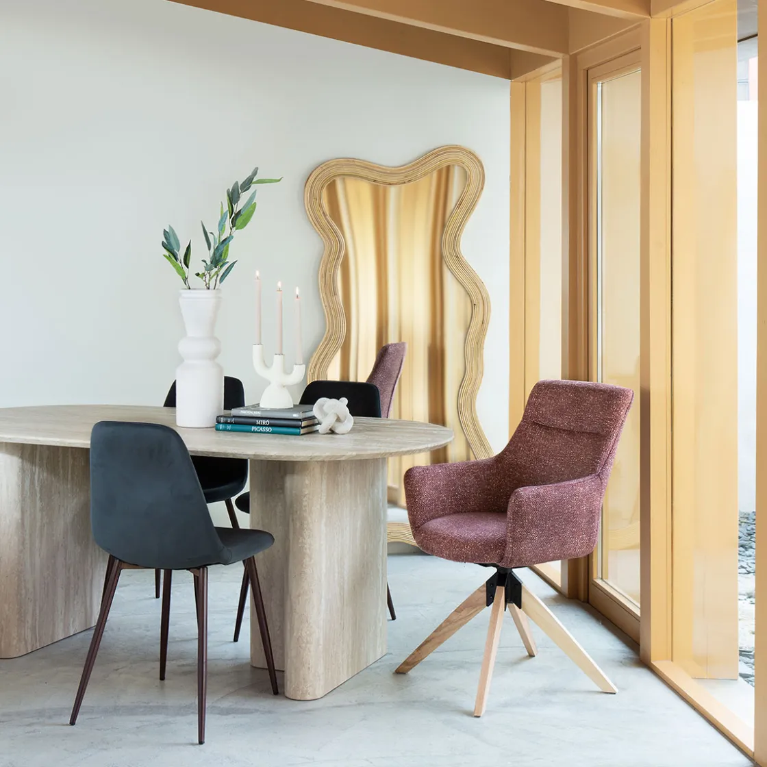 Sillas, Sillones Y Bancos>Sillón giratorio ESNA de tejido burdeos
