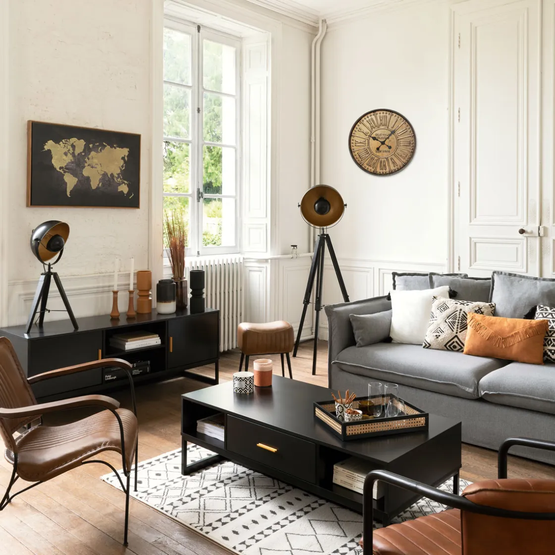 atmosphera Sofás Y Sillones|Estilo Industrial>Sillón Hoper De Cuero Marrón 68x76x75Cm