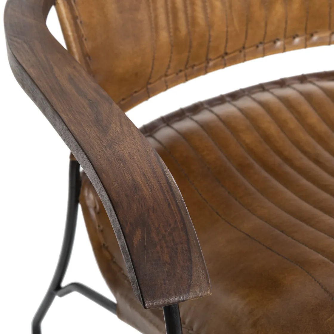atmosphera Sofás Y Sillones|Estilo Industrial>Sillón Hoper De Cuero Marrón 68x76x75Cm