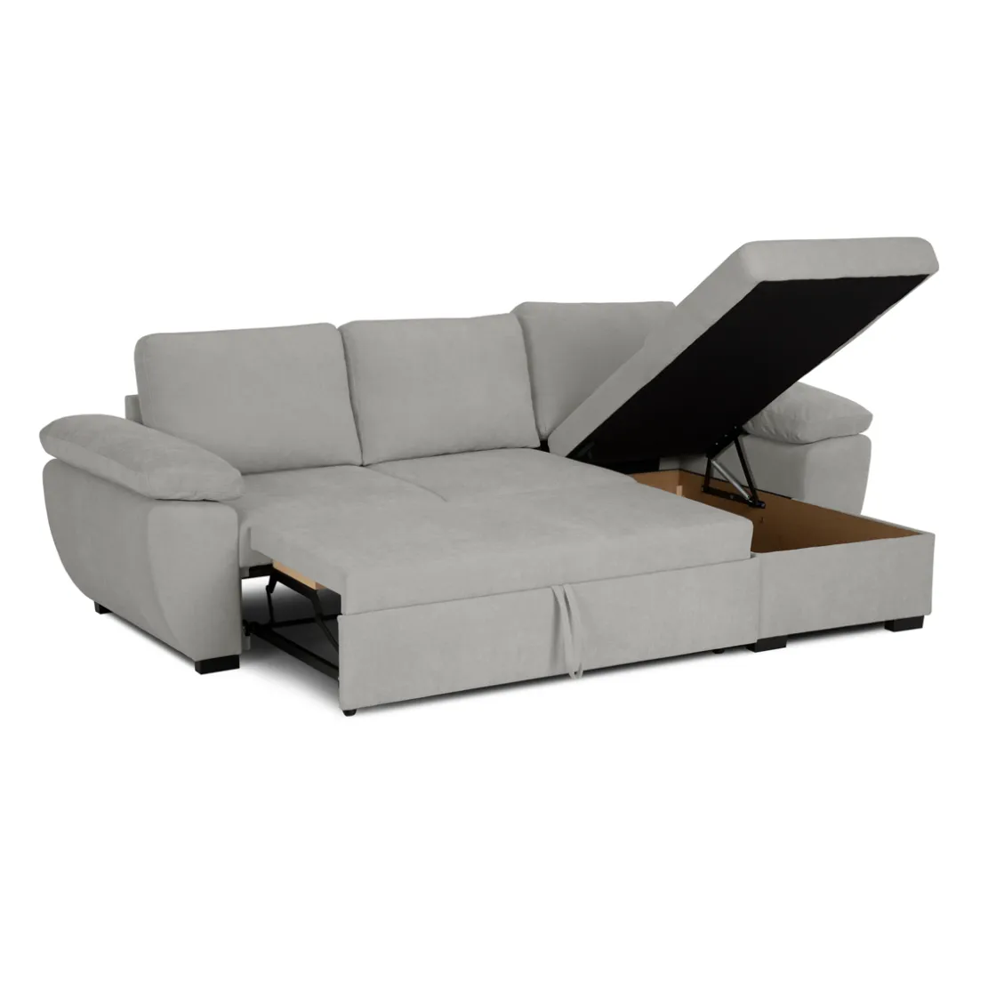 Sofás Y Sillones>Sofá cama DRESDEN con arcón y chaise longue beige