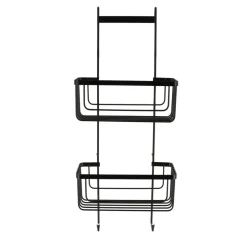 Accesorios De Baño>Soporte De Ducha Negro Con 2 Niveles De Metal