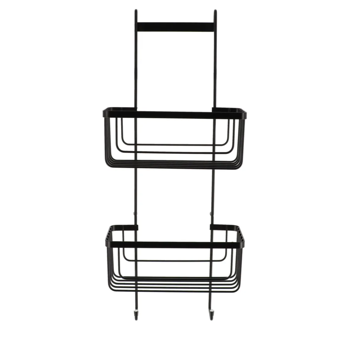 Accesorios De Baño>Soporte De Ducha Negro Con 2 Niveles De Metal