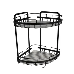Accesorios De Baño>Soporte De Ducha Negro Con 2 Baldas