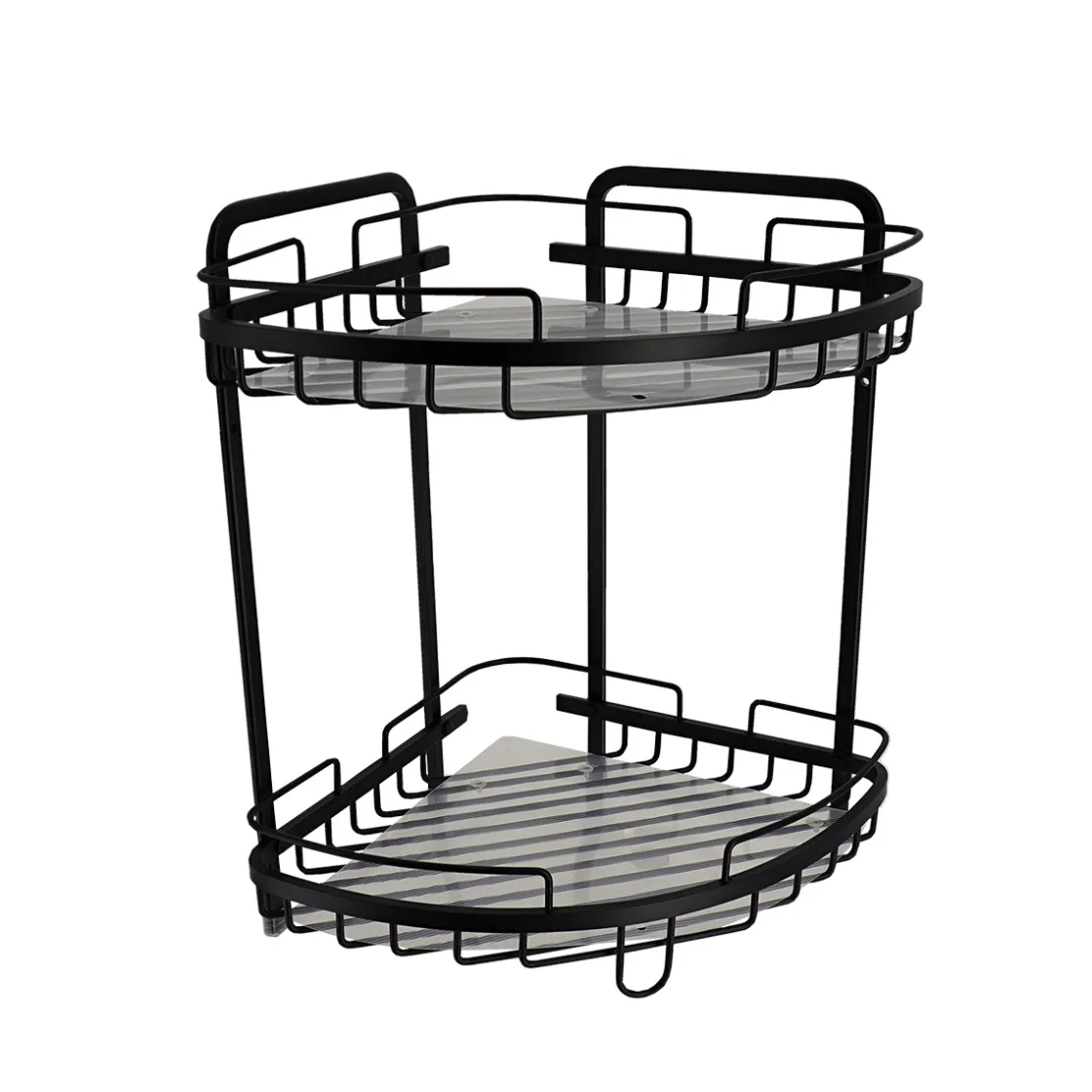 Accesorios De Baño>Soporte De Ducha Negro Con 2 Baldas