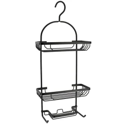 Accesorios De Baño>Soporte De Ducha Negro Con 2 Ganchos