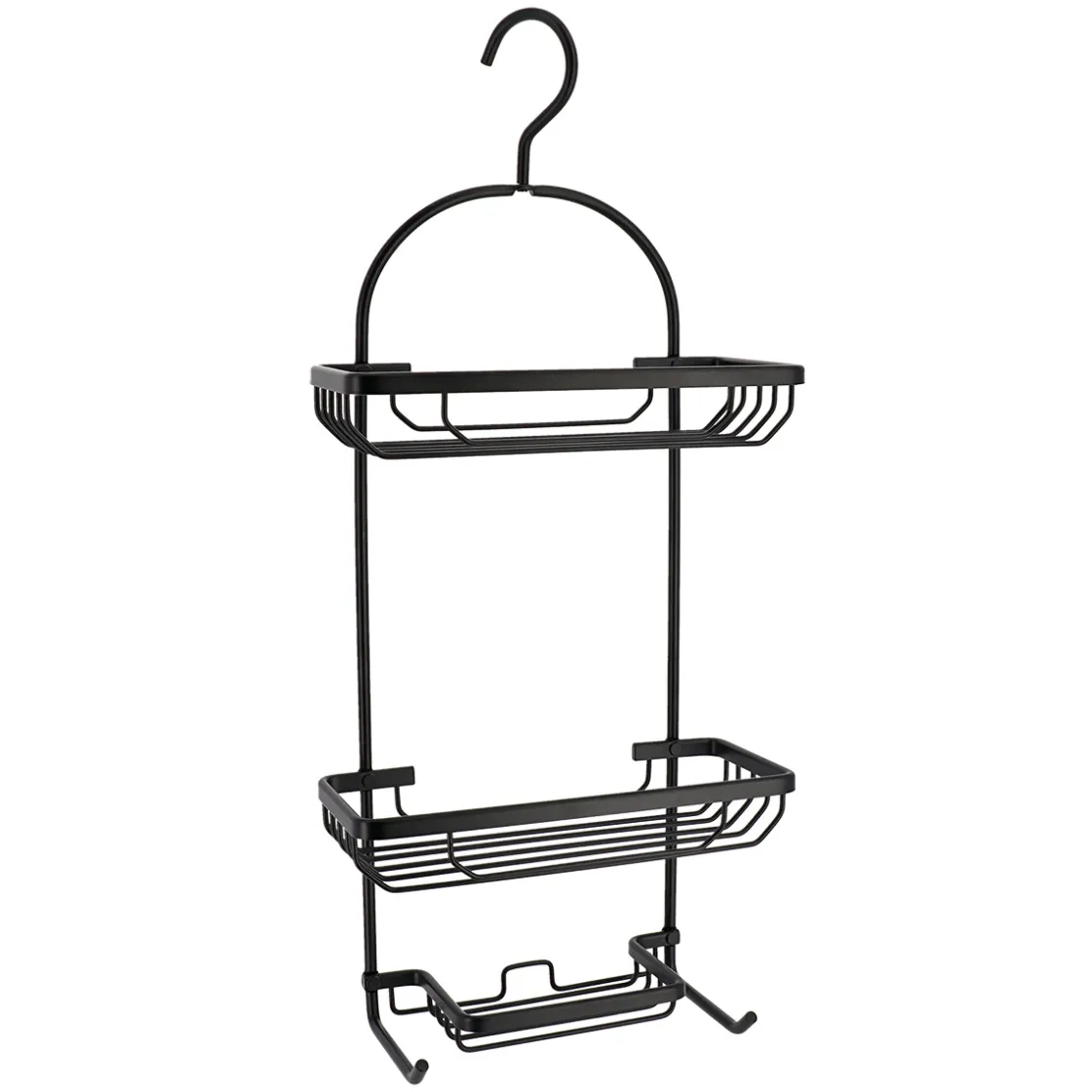 Accesorios De Baño>Soporte De Ducha Negro Con 2 Ganchos