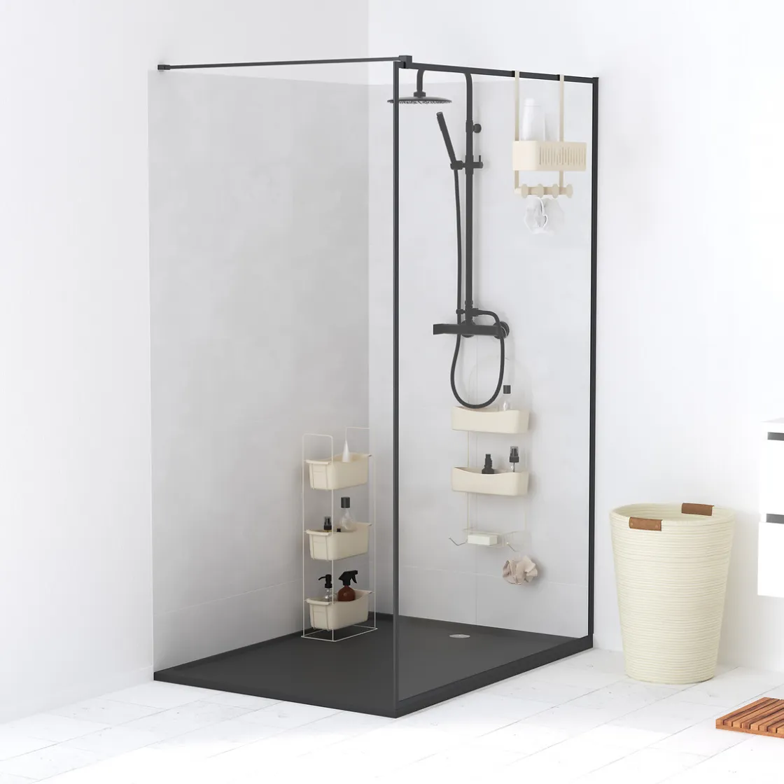 5five Accesorios De Baño>Soporte para ducha beige metálico con 2 ganchos