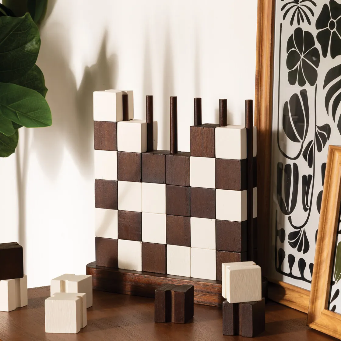 atmosphera Accesorios|Estilo Industrial>Tablero de ajedrez TWISTED de madera 27x28cm