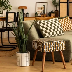 atmosphera Puff Y Banquitos|Estilo Industrial>Taburete CHIARA de tejido decorado