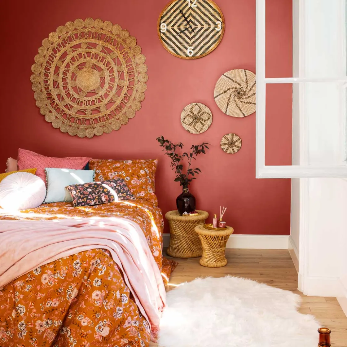 atmosphera Puff Y Banquitos|Estilo Étnico>Taburete De Bambú Tamaño 2/2 38x38Cm