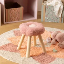 atmosphera4kids Mobiliario>Taburete de felpa rosa forma de flor WILD FOREST