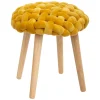 atmosphera Puff Y Banquitos|Estilo Rústico>Taburete De Tricot Ocre 39x43Cm