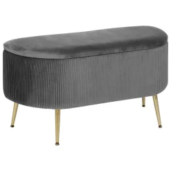atmosphera Puff Y Banquitos|Estilo Contemporaneo>Taburete Gris Solaro Con Cofre De Almacenaje