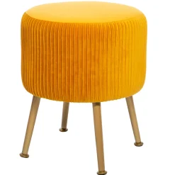 Puff Y Banquitos|Estilo Contemporaneo>Taburete Solaro Terciopelo Ocre 35x42Cm