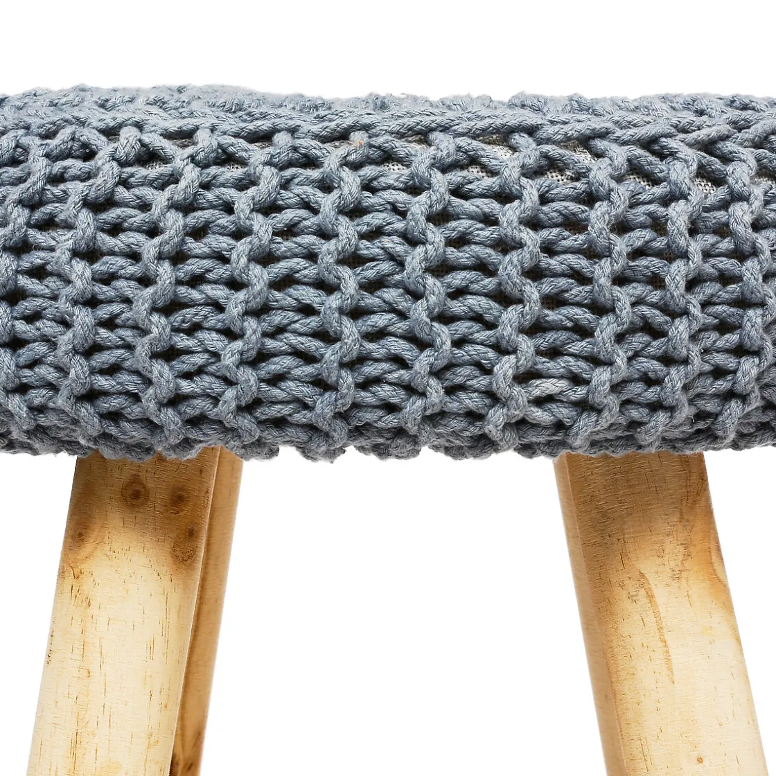 atmosphera Puff Y Banquitos>Taburete Suzette De Pino Gris 32x32x43Cm