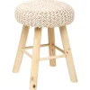 atmosphera Puff Y Banquitos|Estilo Rústico>Taburete Suzette Pino Beige 32x32x43Cm