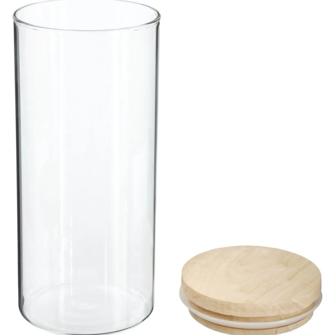 5five Cajas Y Frascos>Tarro de vidrio hermético c/tapa de madera 1.3l