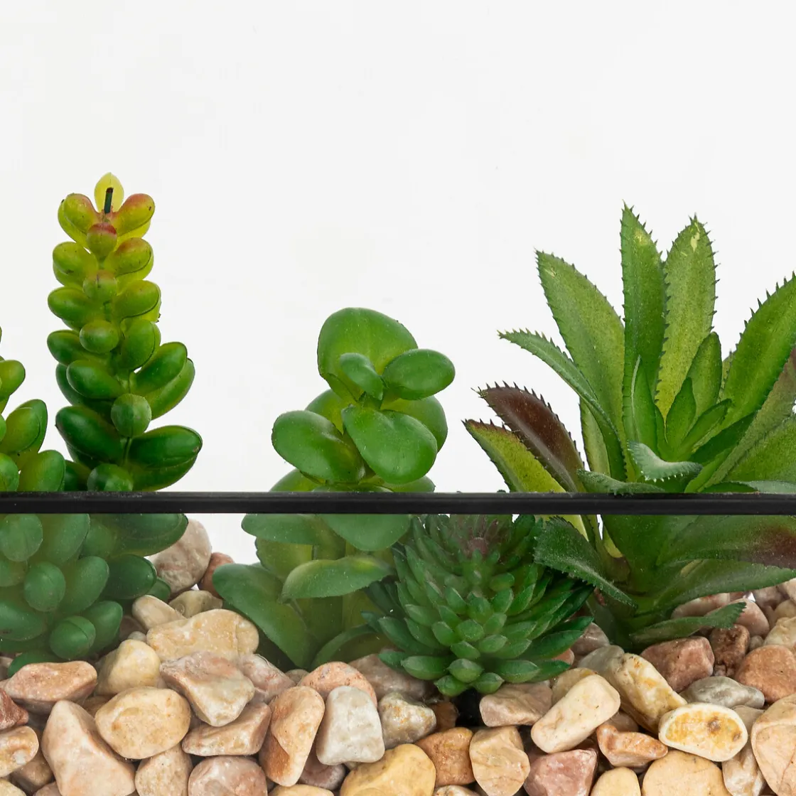 atmosphera Plantas Y Flores Artificiales|Estilo Industrial>Terrario de metal negro c/plantas artificiales PIA