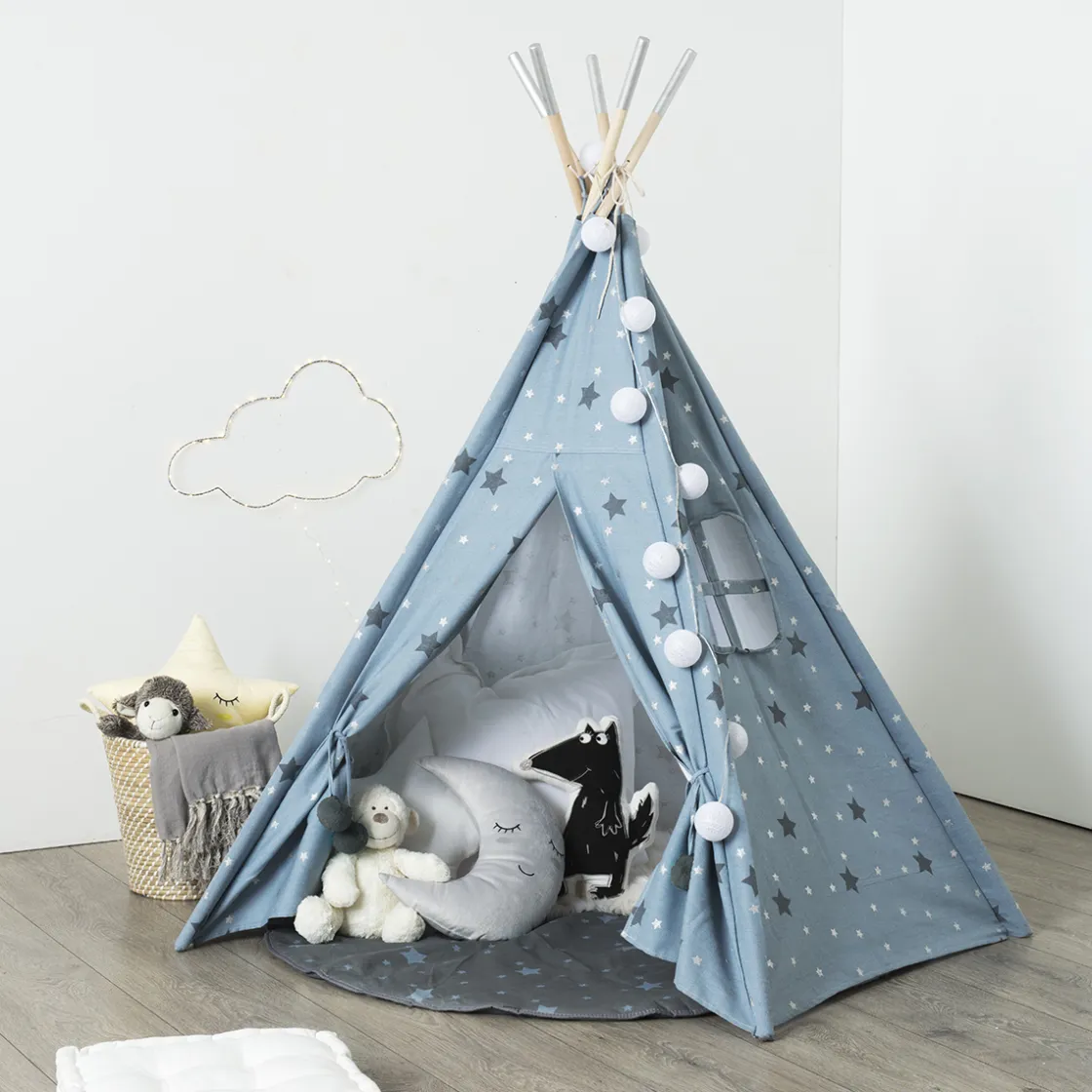 atmosphera4kids Mobiliario>Tienda Tipi Azul C/Estrellas 160Cm