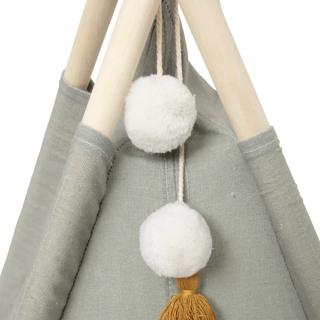 Mobiliario>Tienda Tipi Azul Pompones 120x120x160Cm