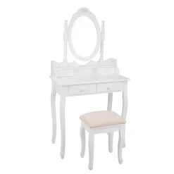 Muebles Y Carros De Apoyo|Estilo Rústico>Tocador Blanco Lilliou Mdf 75x40x141Cm