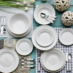 Platos>Vajilla 18 Pzas Blanca Redonda De Porcelana