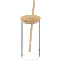 Copas>Vaso De Vidrio C/Tapa+Pajita 40 Cl
