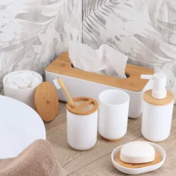 Accesorios De Lavabo>Vaso Porta Cepillos De Dientes De Bambú