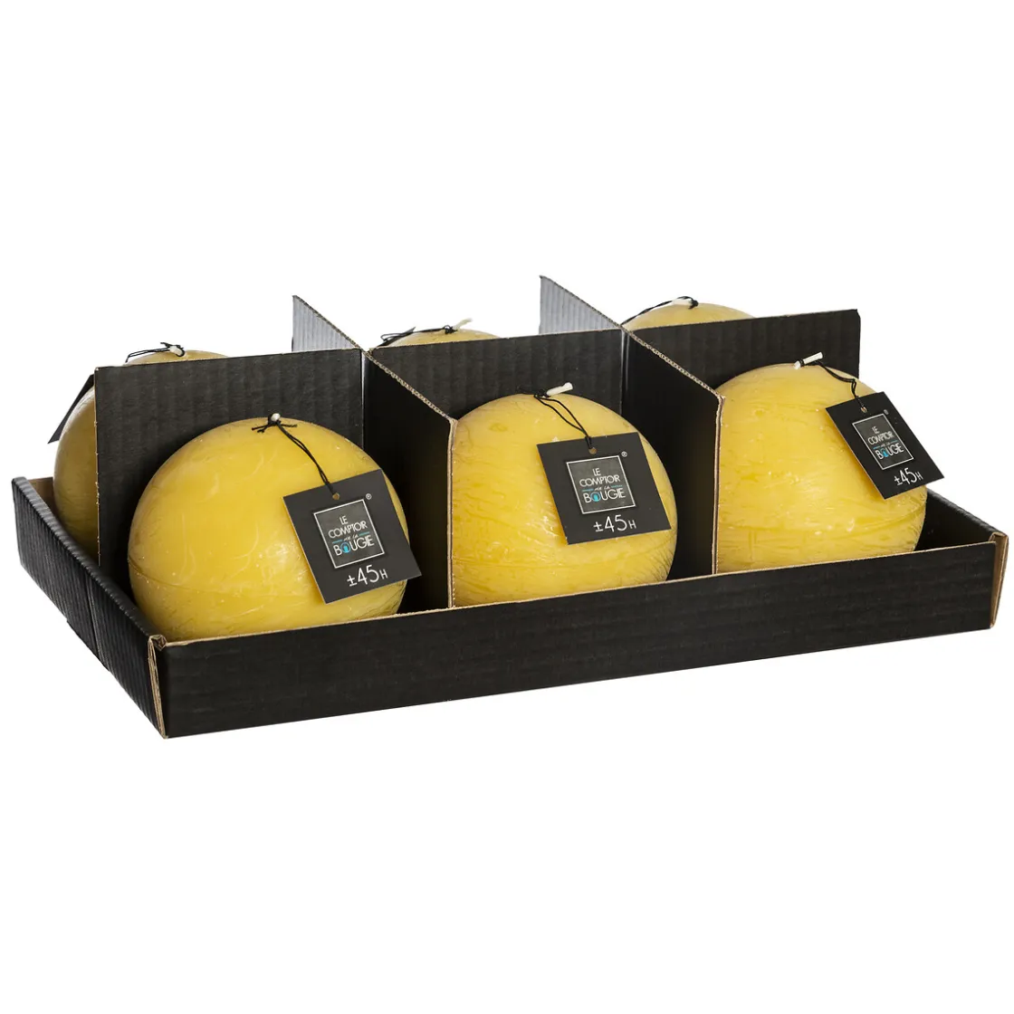 atmosphera Velas>Vela Bola Rústica Amarilla 10Cm