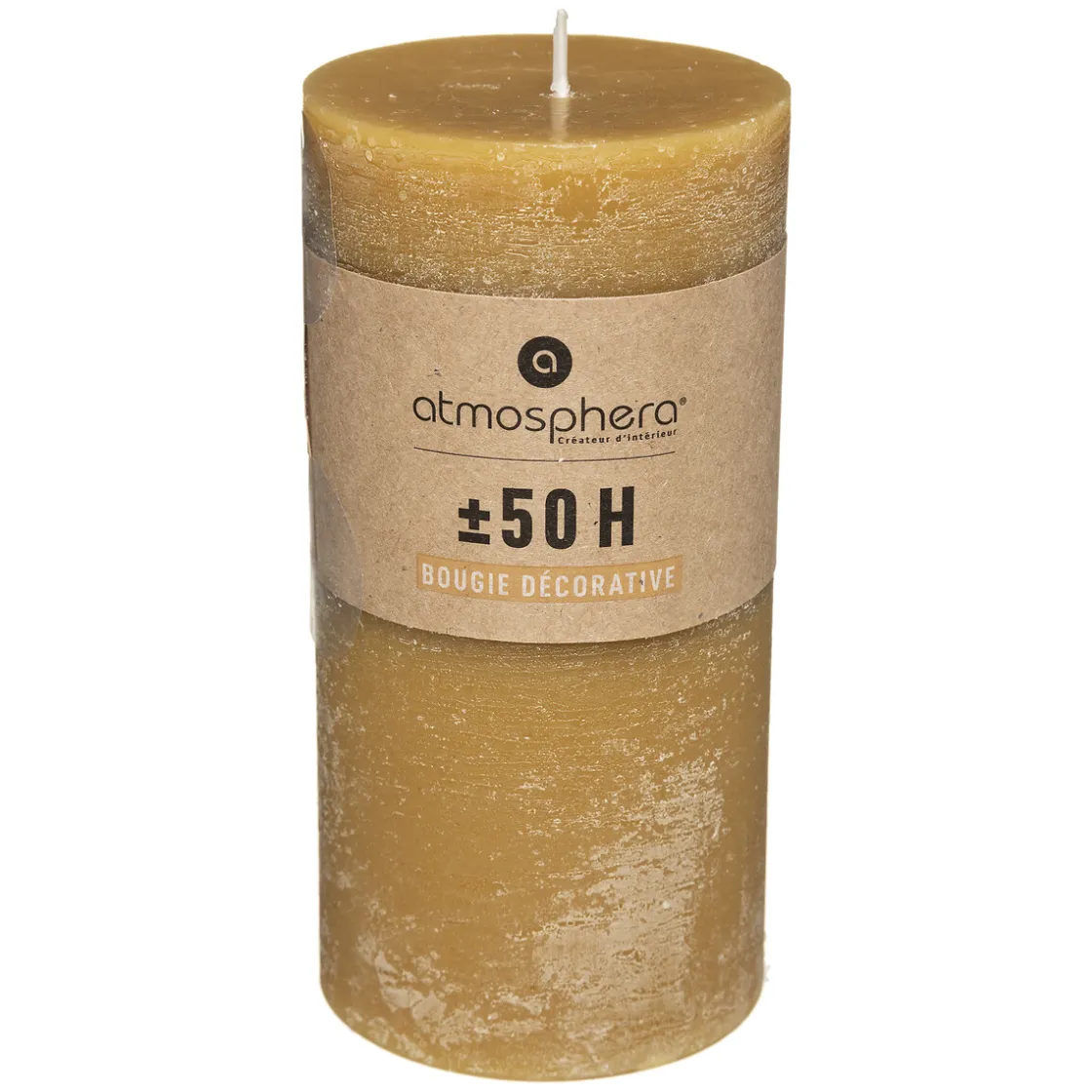 atmosphera Velas>Vela Rústica Cilíndrica Amarilla 7x14Cm
