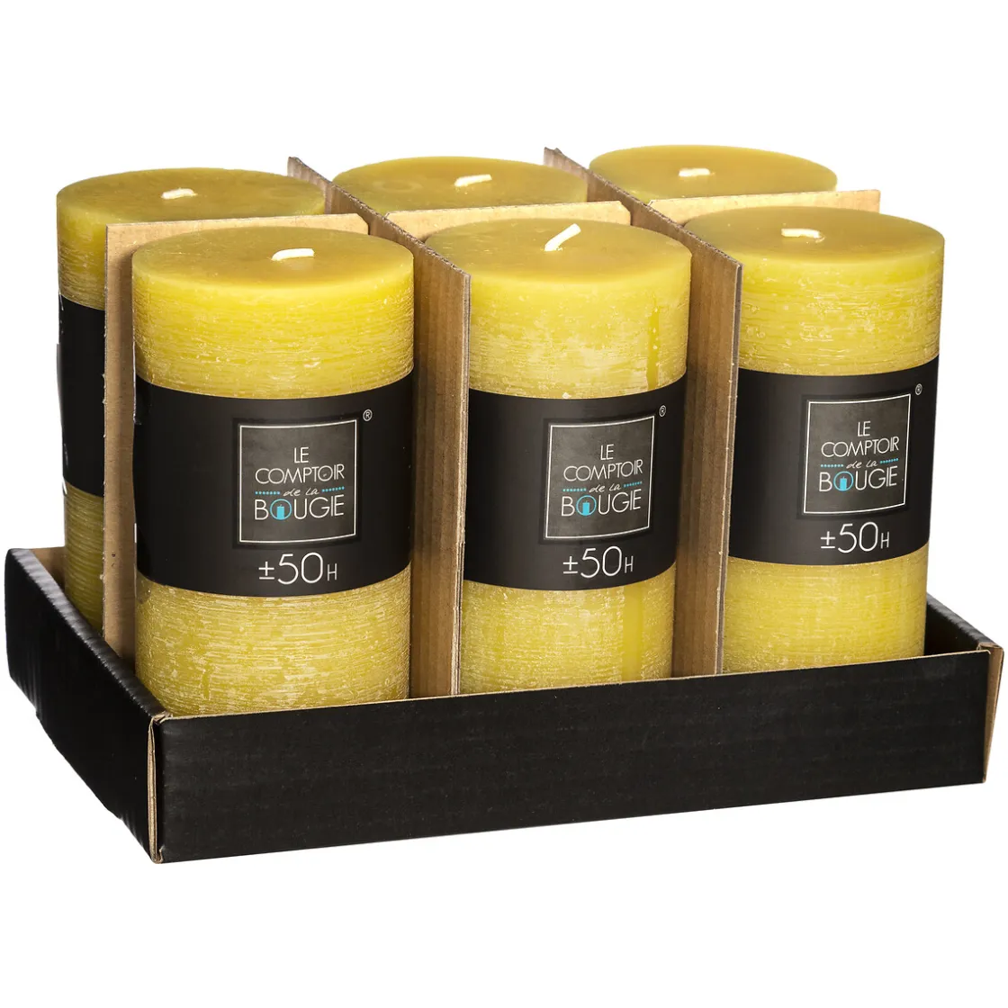 atmosphera Velas>Vela Rústica Cilíndrica Amarilla 7x14Cm