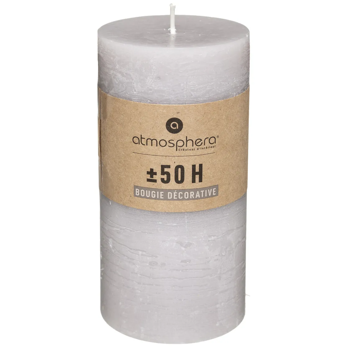 atmosphera Velas>Vela Rústica Cilíndrica Gris 7x14Cm