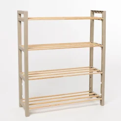 Zapateros>Zapatero con 4 niveles beige de madera
