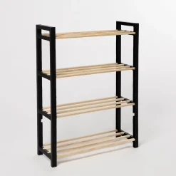 Zapateros>Zapatero con 4 niveles negro de madera