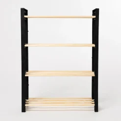Zapateros>Zapatero con 4 niveles negro de madera