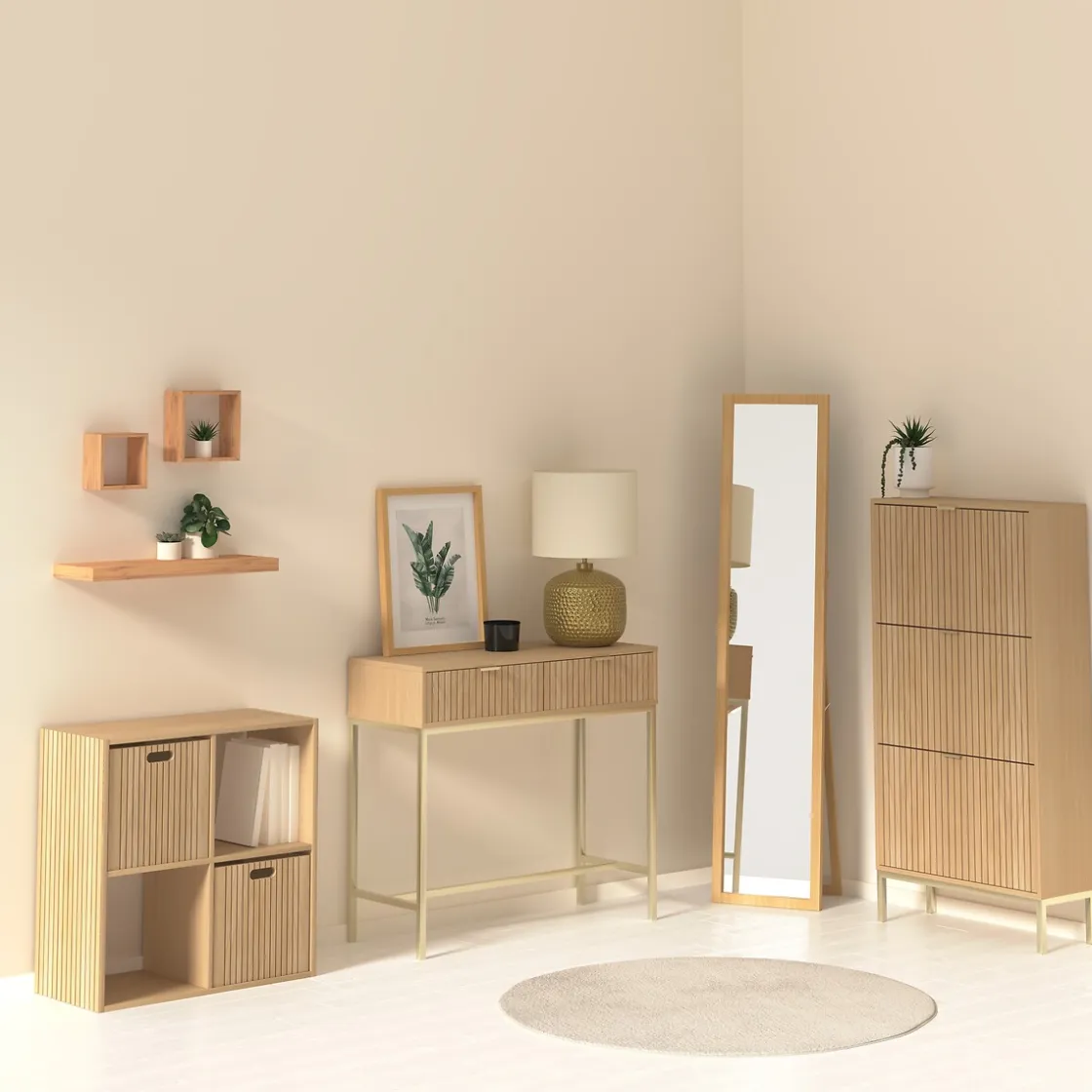 5five Zapateros|Estilo Contemporaneo>Zapatero de mdf beige TASSO