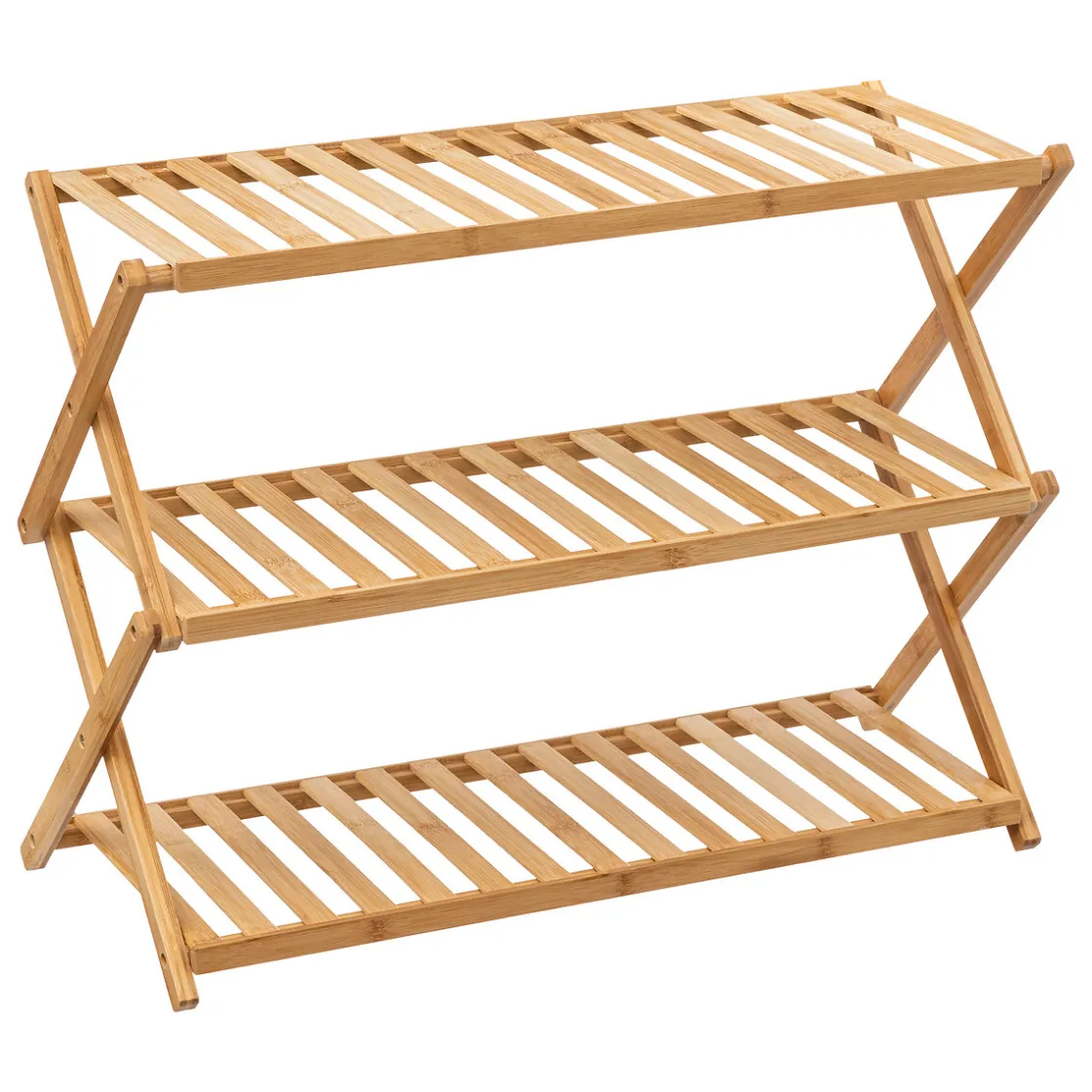 Zapateros>Zapatero Plegable Bambú Con 3 Niveles
